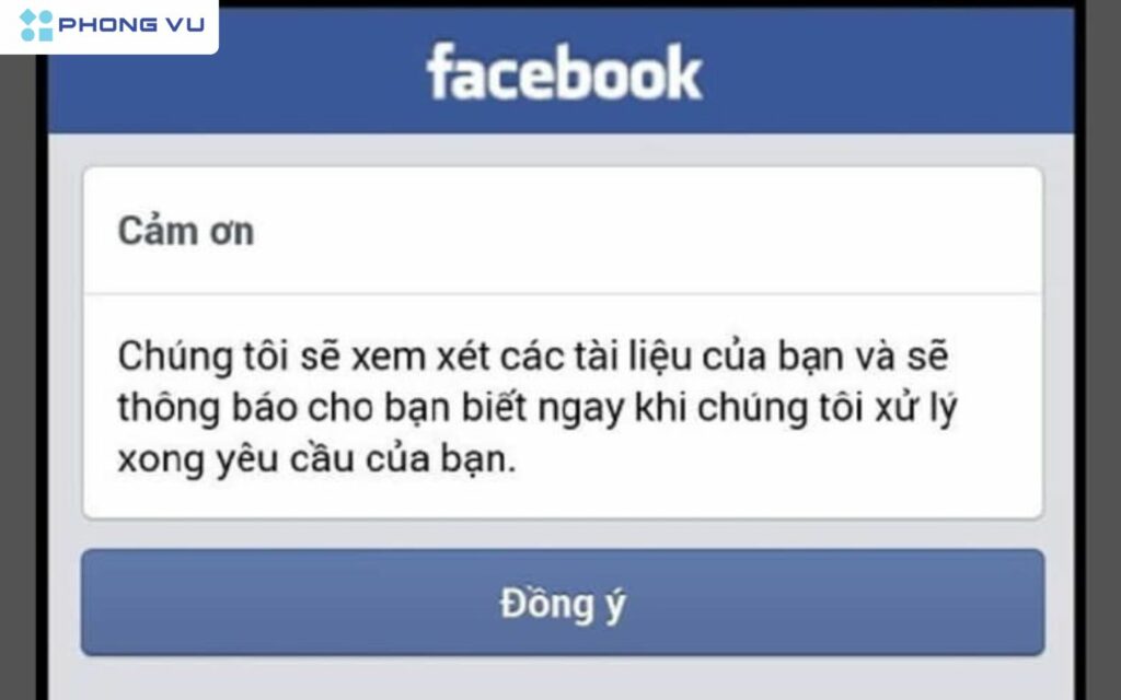 Chờ Facebook xét duyệt thông tin