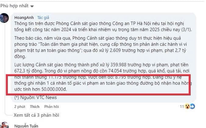 Tin giả về việc kiếm 50 triệu đồng/ngày từ tố giác vi phạm giao thông